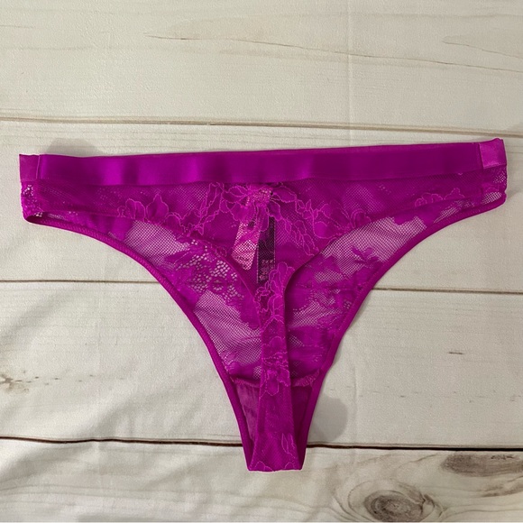 Victoria’s Secret Very Sexy Shine Strap Lace High-Leg Thong Panty (Pink, Large) - Picture 2 of 9